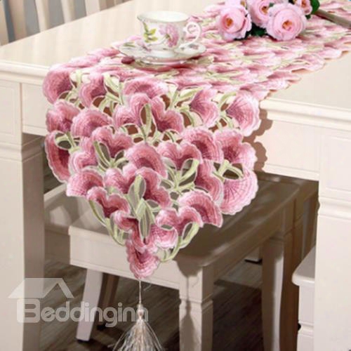 Wonderful Rectangle Polyester Flower Pattern Dining Room Decoration Table Runner