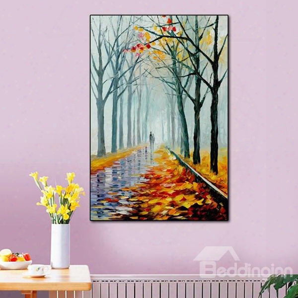 16␔24in Yellow Leaves With Both Rows Of Trees Canvas Waterproof Framed Prints