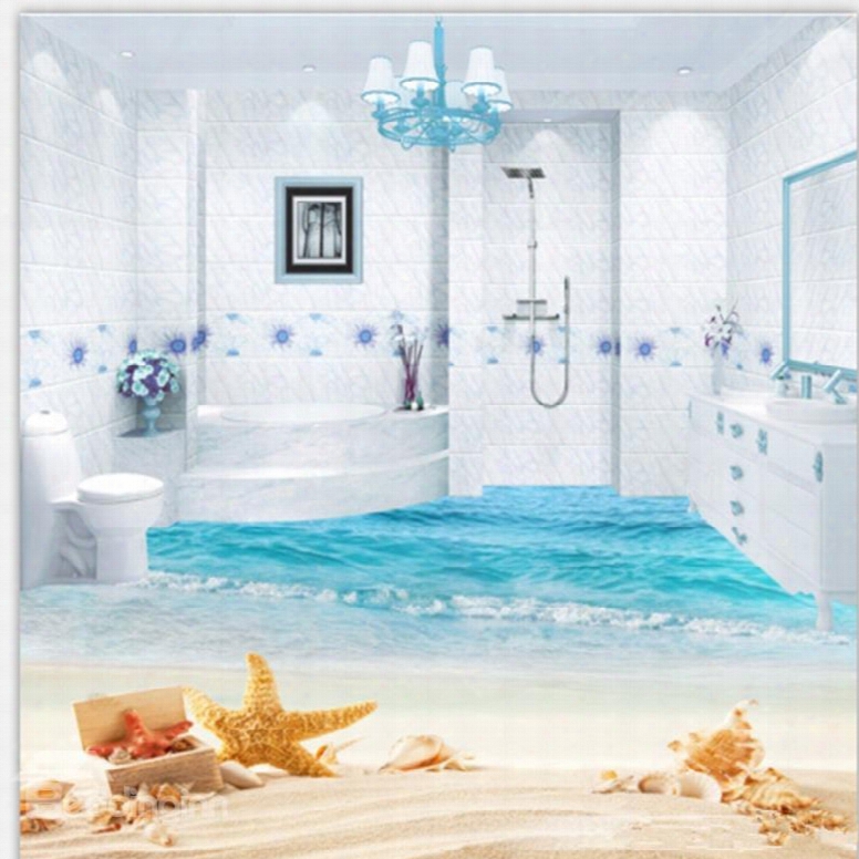 3d Starfish And Sea Scenery Pvc Waterproof Eco-friendly Non-slip Self-adhesive Floor Murals