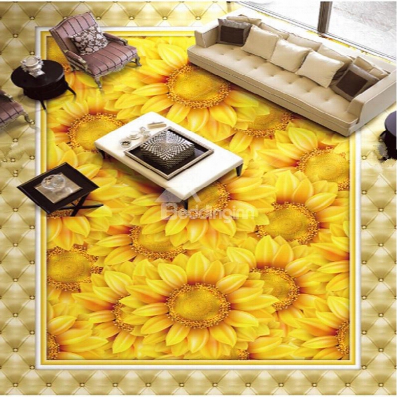 Active Sunflowers Design Home Decorative Waterproof Splicing 3d Floor Murals