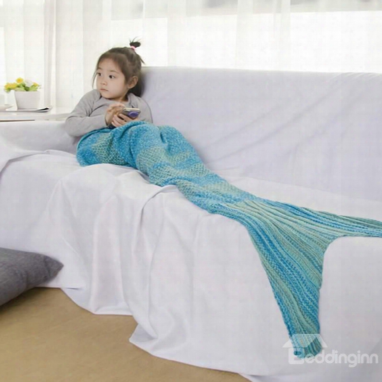 Adorable Solid Light Blue Baby Mermaid Blanket