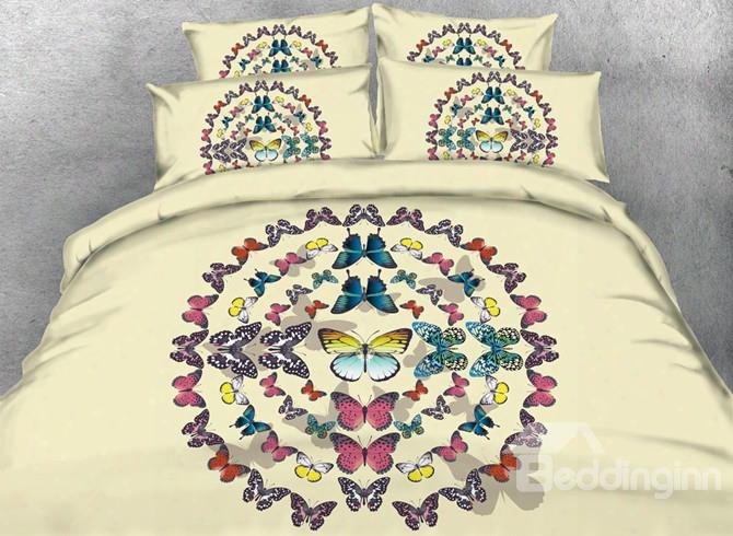 Amazing 3d Colorful Butterfly Print 5-piece Comforter Sets