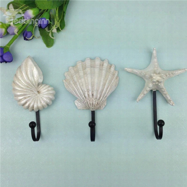 Amazing Simple Style Starfish And Seashell Shape Decorative Wall Hooks