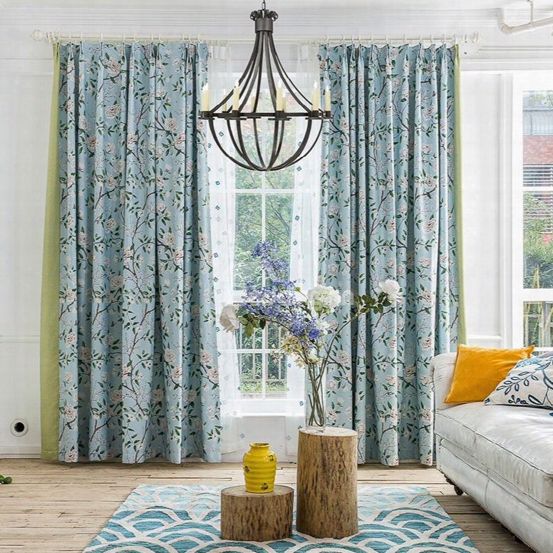 American Rustic Floral Thicken Blackout Custom Curtain