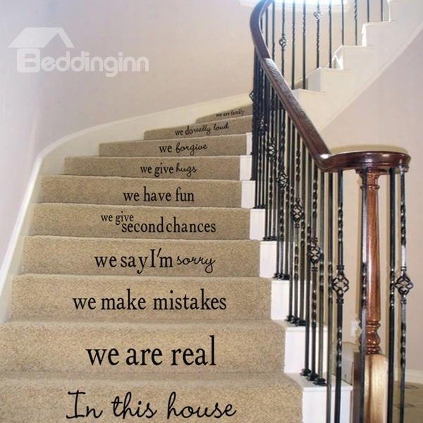 Amusing Simple Family Inspiration Words On Stair Decorative Wall Stickers