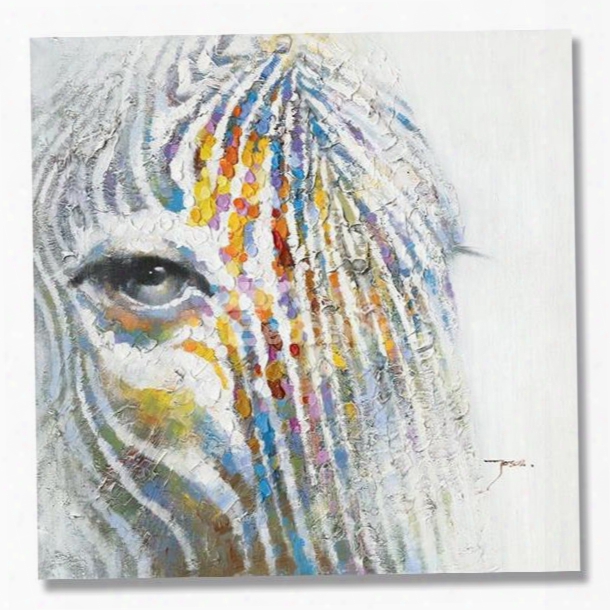 Beautiful Cool Color Abstract Zebra Horse Oil Painting