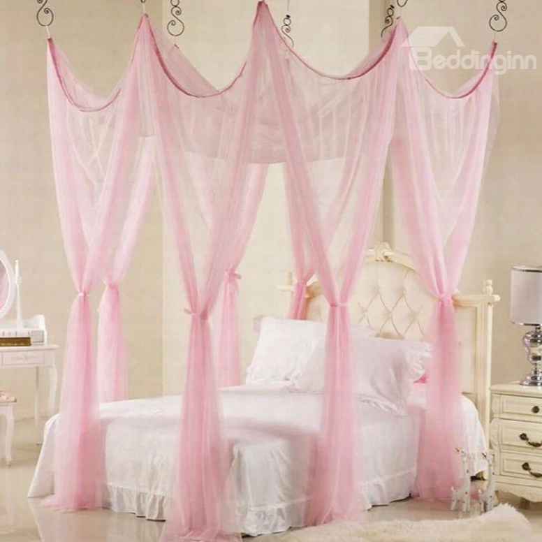 Beautiful Pink Polyester Eight Corner Bed Canopy