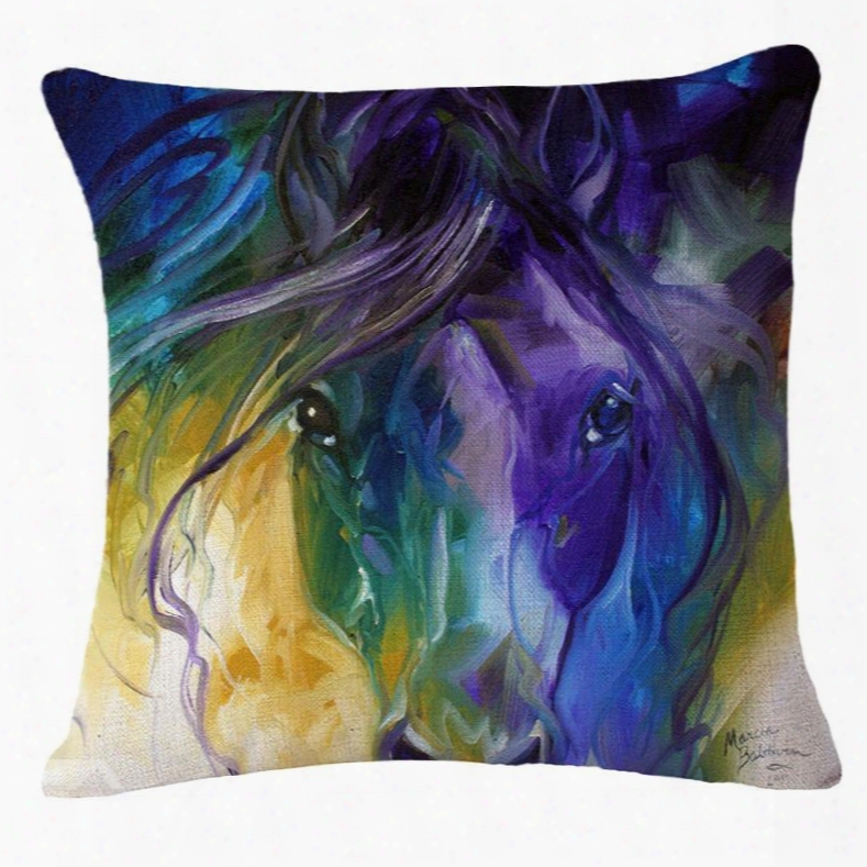 Beautiful Watercolor Horse Print Decorative Throw Pillow