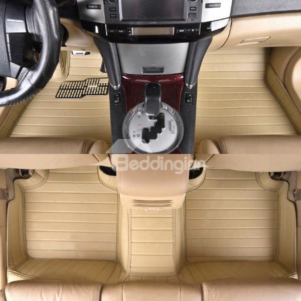 Beige Luxury With Unique All Surround Design Custom Fit Pvc Leather Car Floor Mats