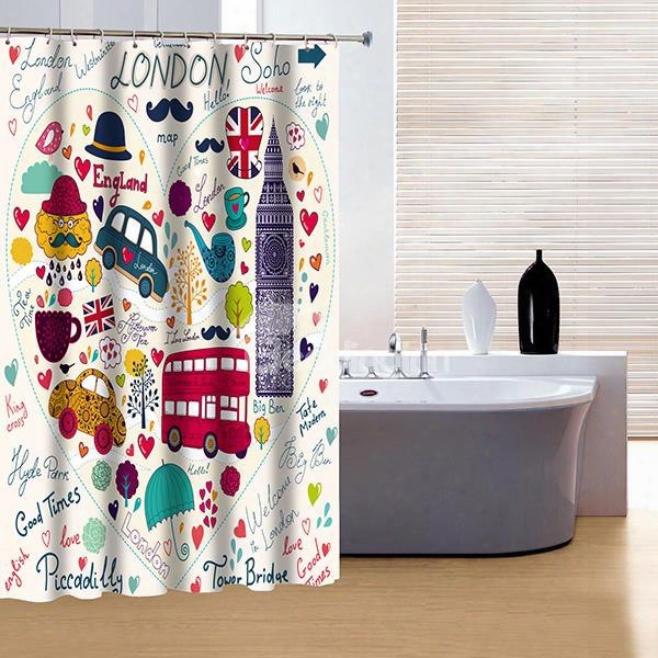 Brisk Wonderfl Colorful London Print 3d Shower Curtain