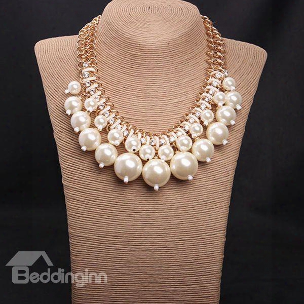 Charming Three Colors For Choose Pearls  Statement Neclace