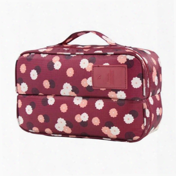 Claret Daisy Multi-functional Travel Underwear And Socks Organizer Bag