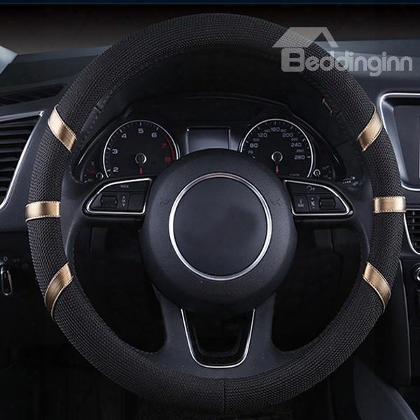 Classic Black Style With Colored Ribbon Design Fashion Car Steering Wheel Cov Er