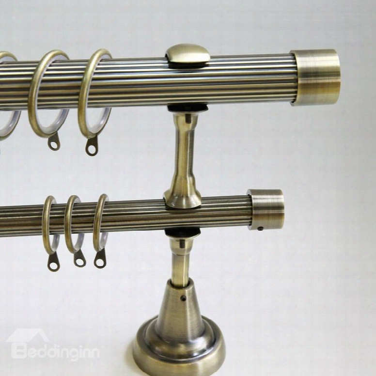 Classical Golden Color End Cap Double Window Treatment Rod Set