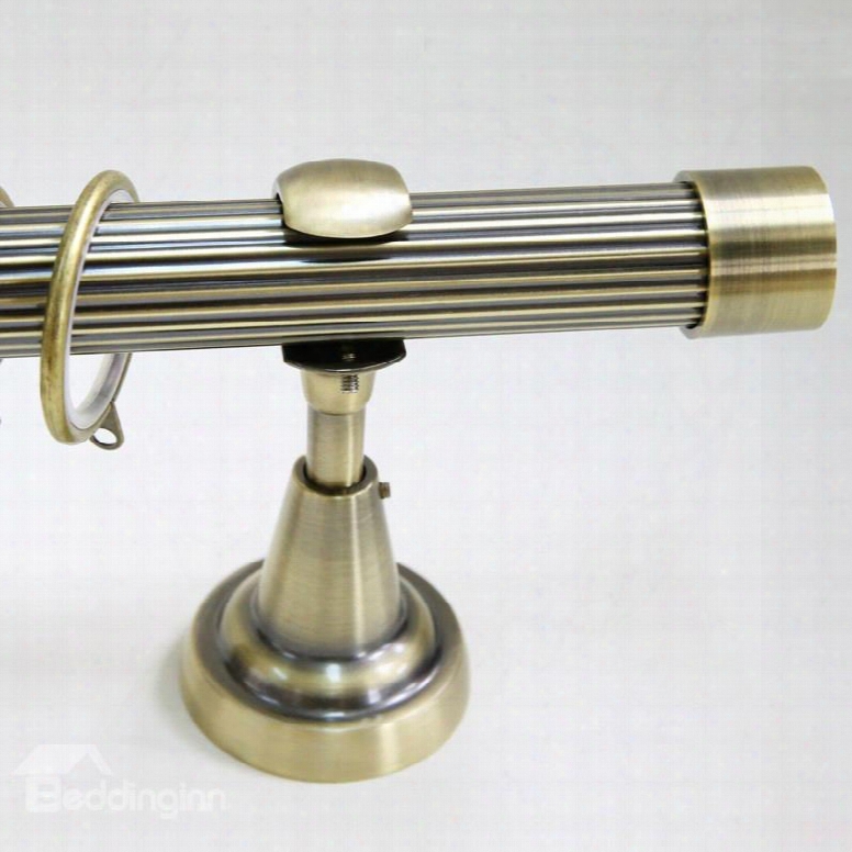 Classic Al Golden Color End Cap Single Window Treatment Rod Set