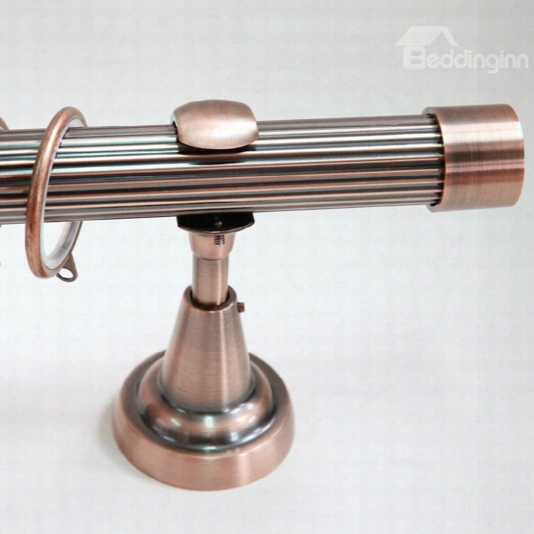 Classical Pink Golden Color End Cap Single Window Treatment Rod Set