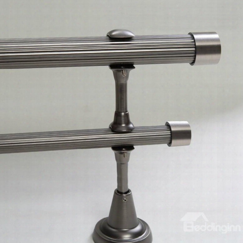 Classical Silvery Color End Cap Double Widnow Treatment Rod Set