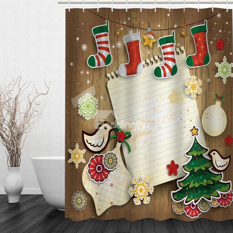 Colorful Christmas Theme Bathroom 3d Shower Curtain
