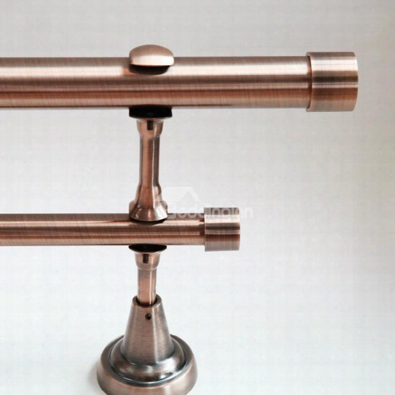 Concise Pink Gold Color 1-inch Urn Window Treatment Iron Double Rod Set