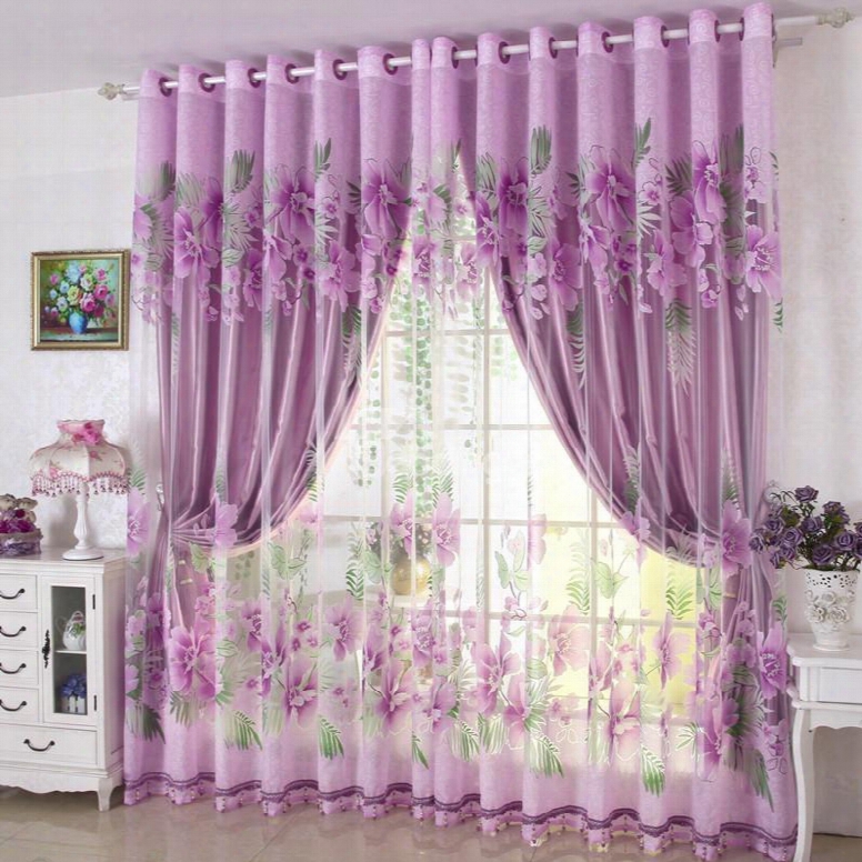 Brief Purple Solid Grommet Top Custom Lining Curtain For Living Room And Bedroom