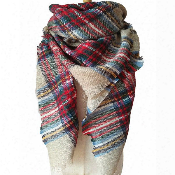 Contrast Colorful Fall And Winter Women Lady Popular Square Scarves