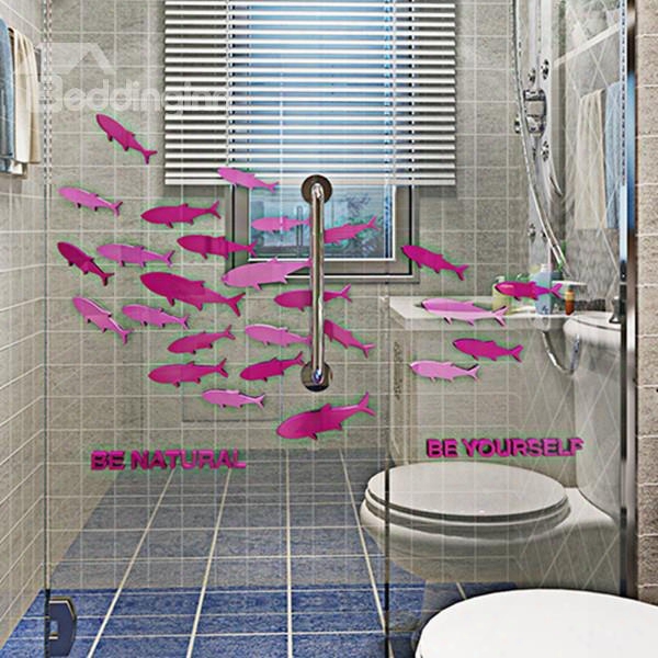 Creative Design Acrylic Mirror Fishes Pattern Decorative 3d Wall Stickers