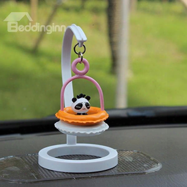 Creative Panda In Swim Ring Cartoon Stand Car Decor