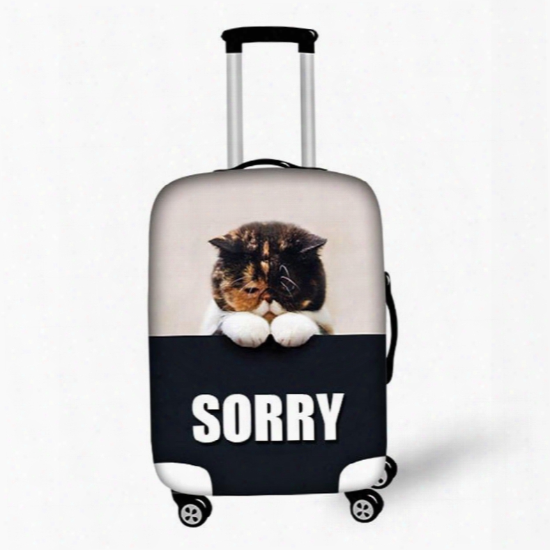 Cute Fat Cat Pattern 3d Painted Luggage Cover