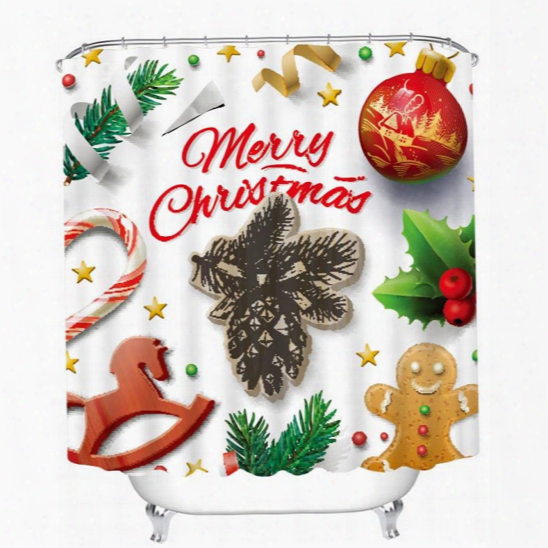 Cute Merry Christmas Decoration Printing 3d Showed Curtain