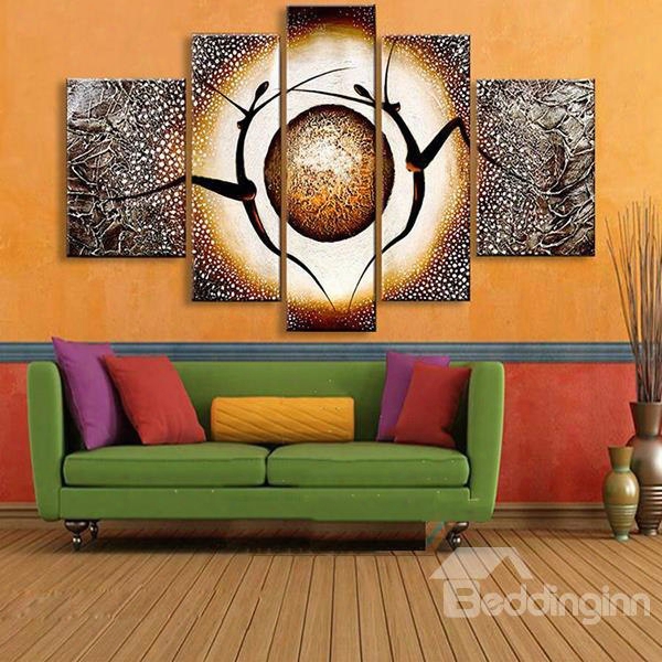 Dancers And Planet Pattern Hanging Canvas Waterproof And Eco-friendly 5-panel Framed Prints