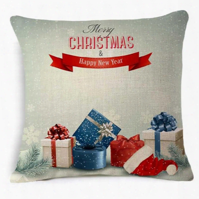 Decorative Christmas Gift Box Print Throw Pillow