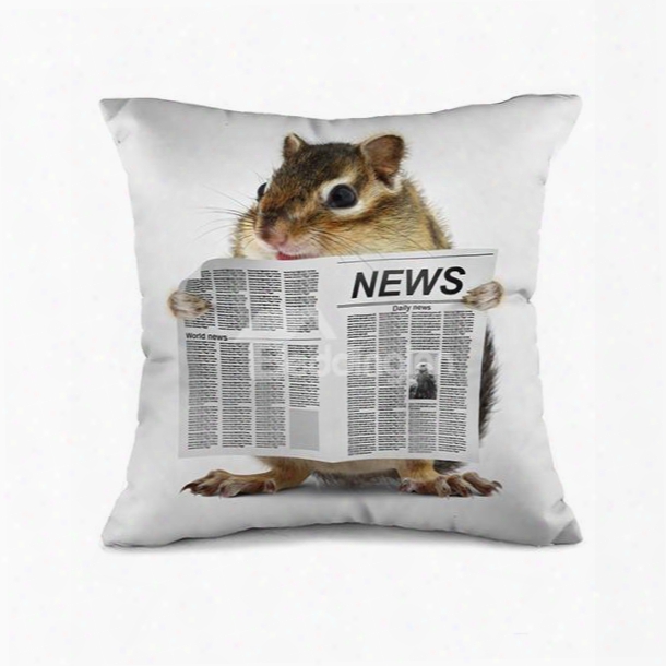 Dedicated Mouse Reading Newspaper Print Throw Pillow Case