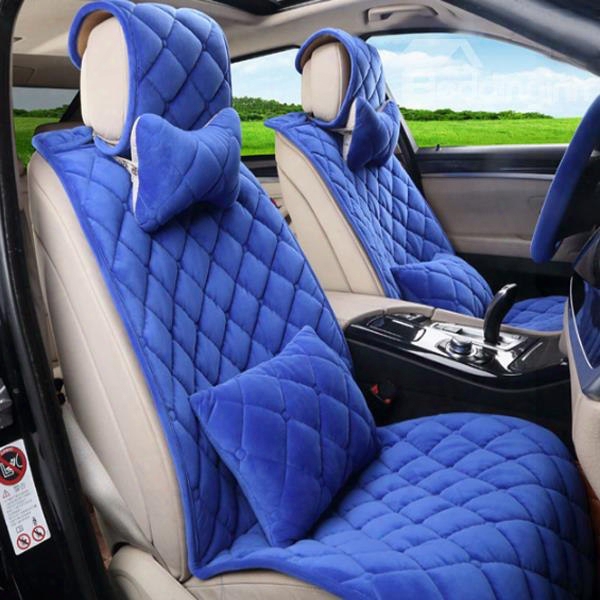 Diamond Pattern Shape With Fashion Pure Color Snap Type Universal Car Seat Cover