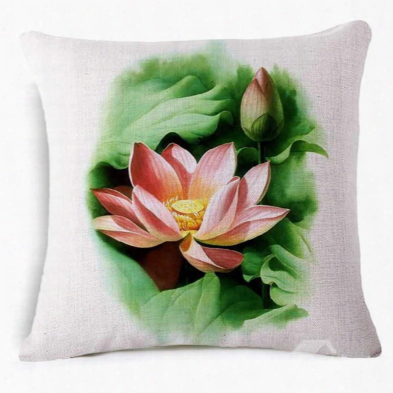 Divine Lotus Reactive Printing Square Throw Pillow