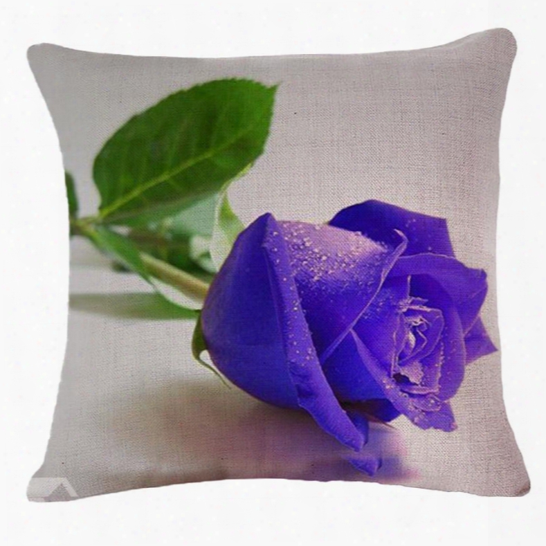 Elegant 3d Purple Rose Printed Throw Pillow