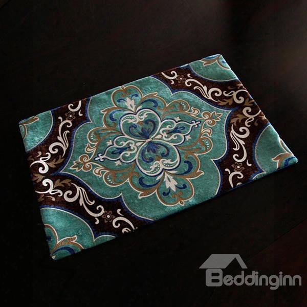 European Style Fabric Flower Print Rectangle Washab Le Stain Resistant Table Placemat