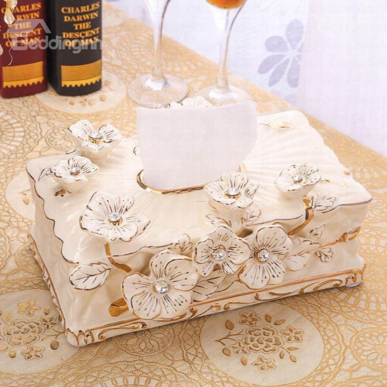 European Style Floral Design Ceramics Paper Holder