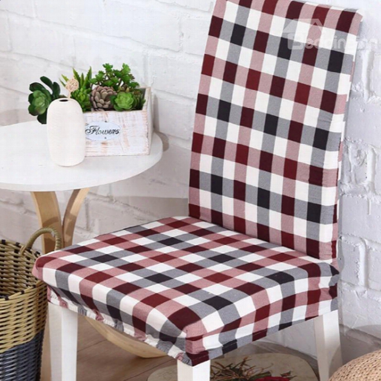 European Style Polyester Grid Print 2 Pieces Four Seasons Washable Chair Covers