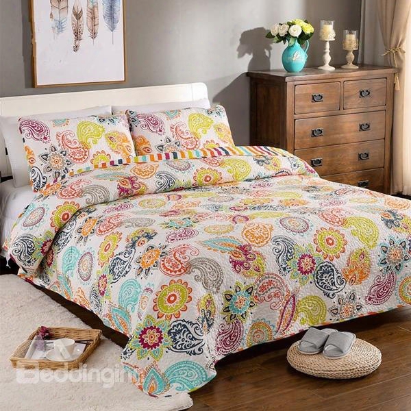 Fabulous Paisley Print 100% Cotton 3-ipece Bed In A Bag