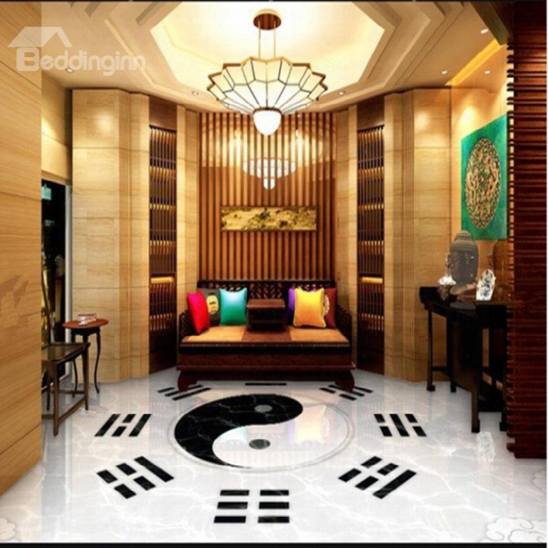 Fancy Unique Design Tai Chi Pattern Decorative Waterproof Splicing 3d Floor Murals