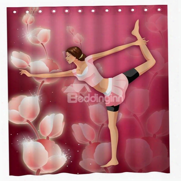 Fantasy Graceful Yoga Girl And Flower 3d Shower Curtain