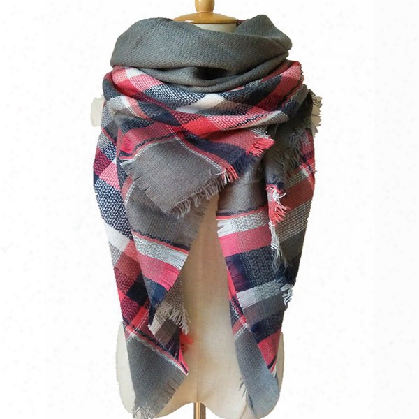 Fashion Light Grey And Pink Mixed Popular Long Scarves