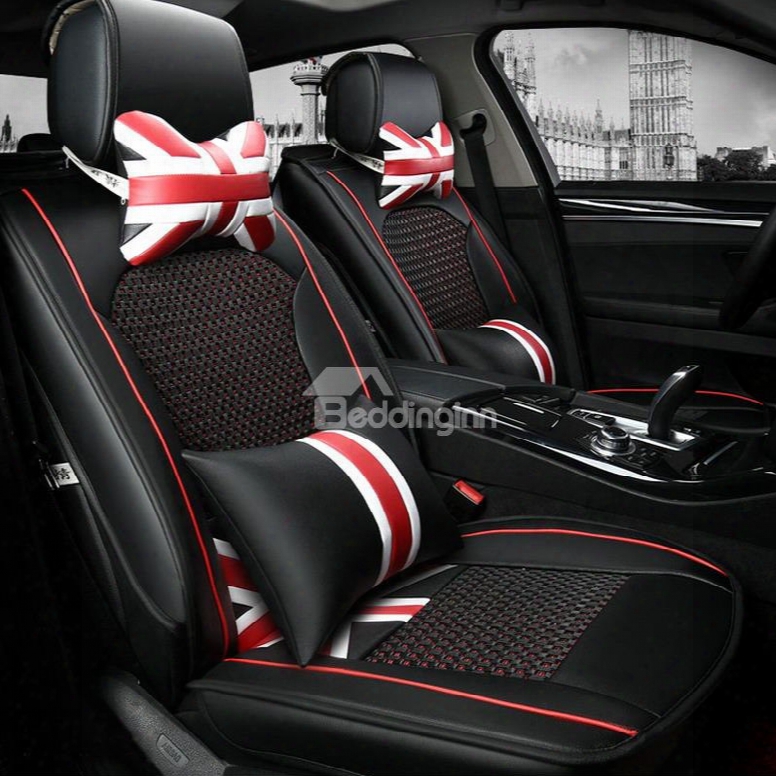 Fashion Union Jack And Classic Pu Leather Ice Silk Material Car Seat Cover