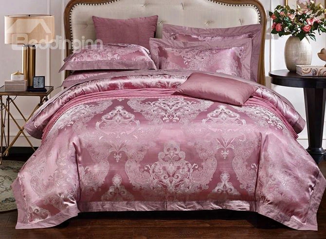 Fashionable Cameo Brown Jacquard 4-piece Duvet Cover Sets