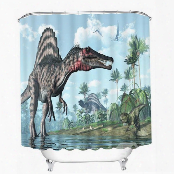 Fiercely Dinosaur 3d Printing Bathroom Shower Curtain