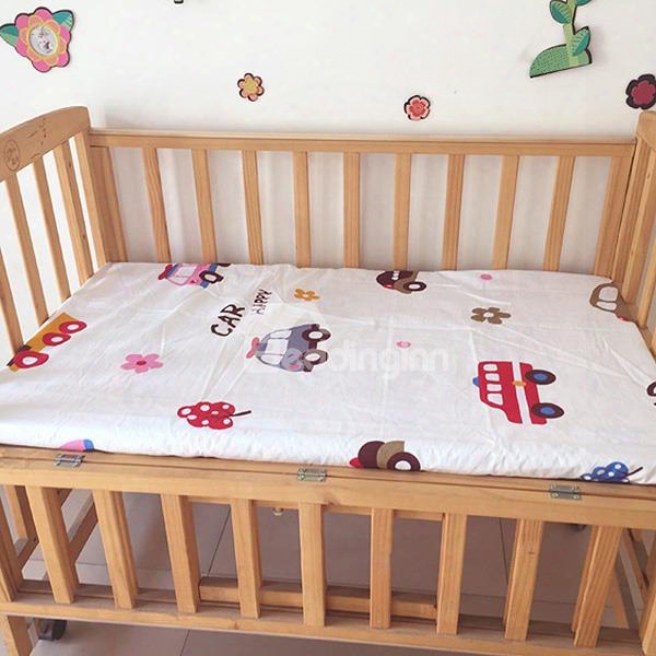 Gentle Cotton Cars Pattern Baby Crib Fitted Sheet