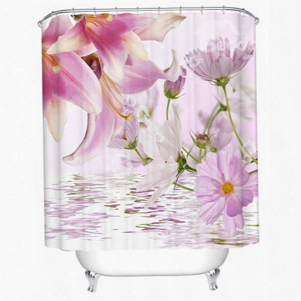 Graceful Charming Lily Printing 3d Shower Curtain