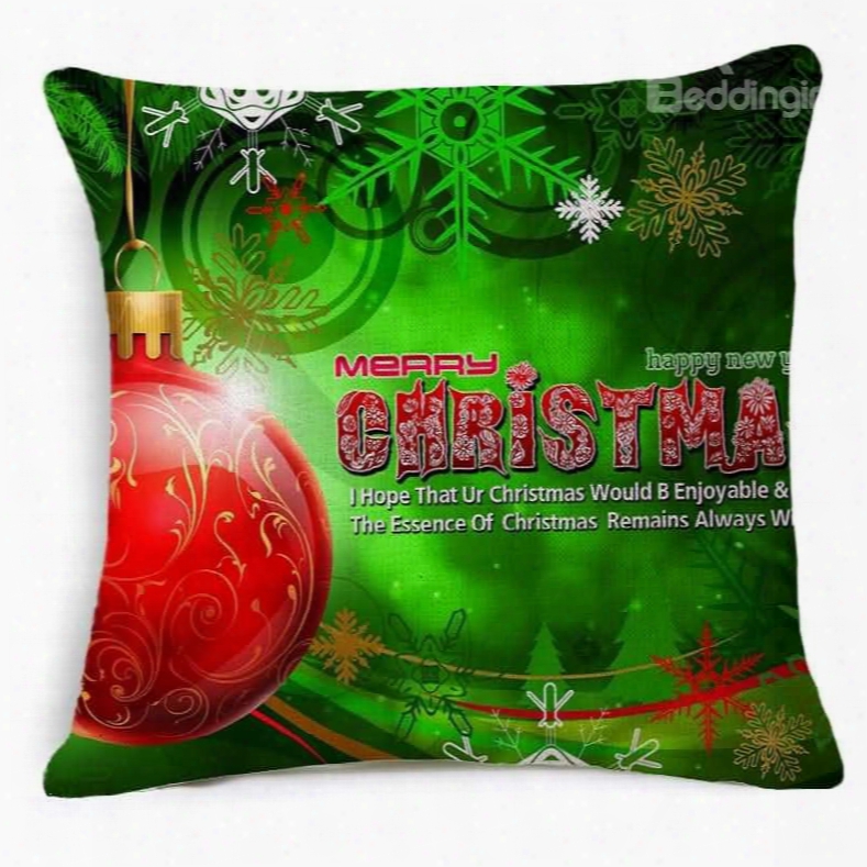 Green Merry Christmas Death By The Halter Red Ornaments Print Throw  Pillow