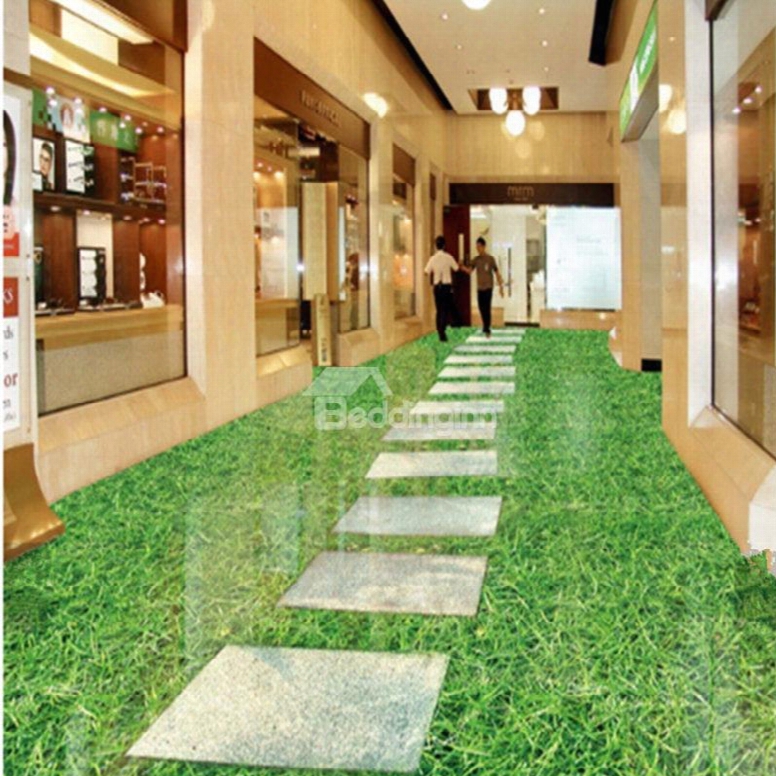 Green Realistic Design Footpath Pattern Waterproof Splicing 3d Floor Murals