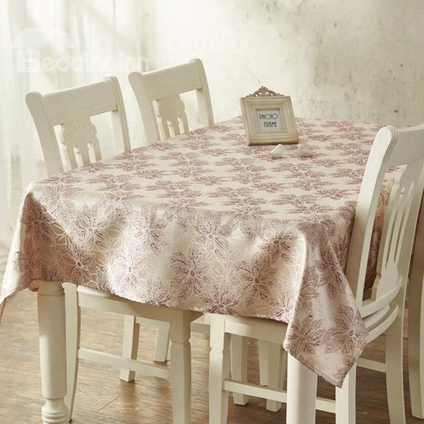 Home Fashion Machine Washable Rectangle Flower Pattern Dining Room Tablecloth